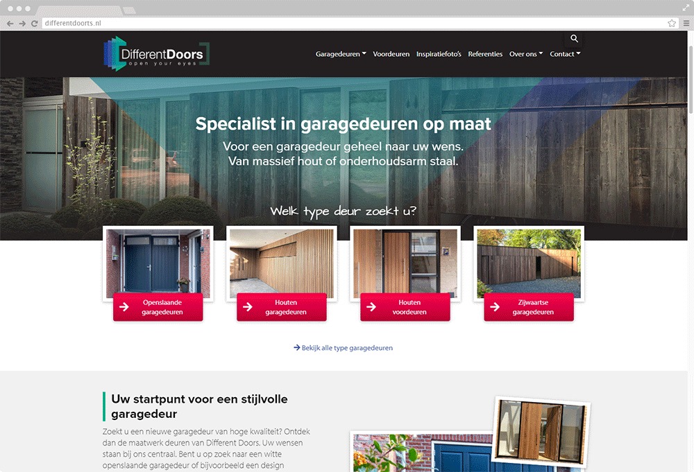 Homepagina Differentdoors.nl