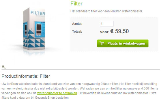 waterionisator filter